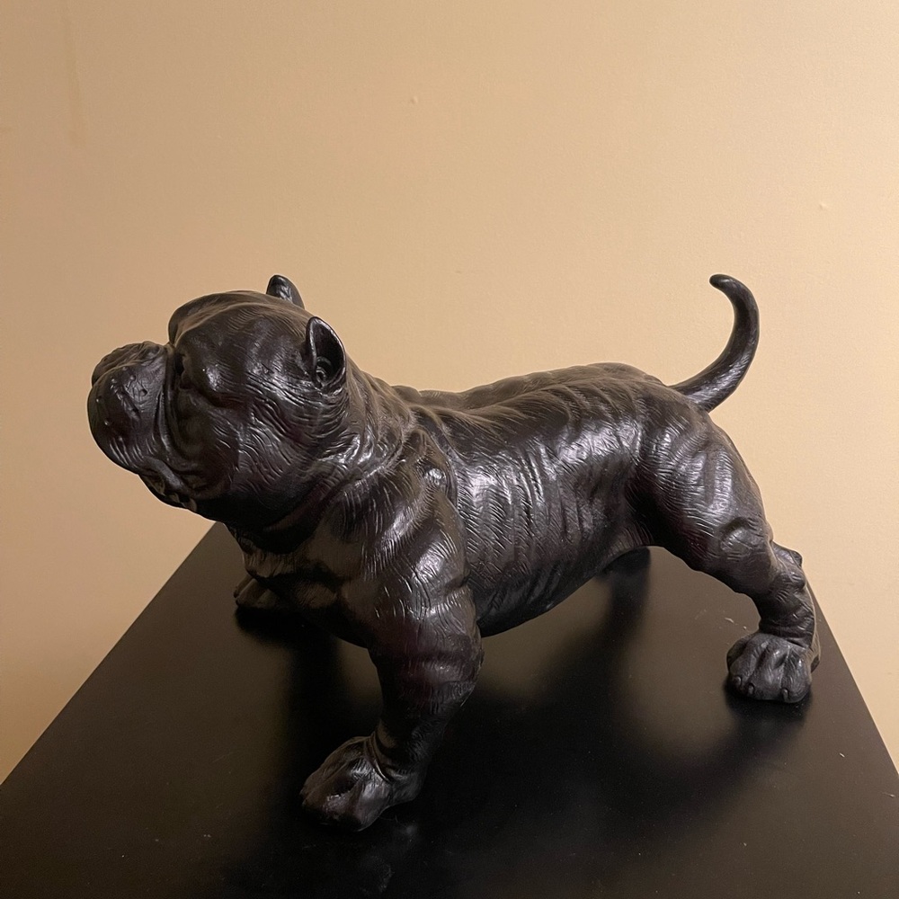 Bulldog statue.  Black. Perfect condition. 9” high x 16” long.